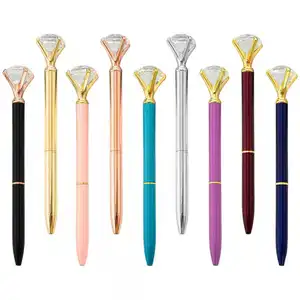 2021 New creative Crystal Sparkling bling decorative ballpoint pens big Diamond Ballpoint Pen