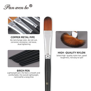 Panwenbo, 9 Uds., puntas planas de nailon, pinceles de artista profesional, juego de pinceles de pintura de acuarela acrílica para pintura de artista - Product Image 4