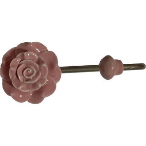 PARIJAT Handicraft 2-Piece Set 6-Inch Pink Rose Flower Ethnic Ceramic Steel <b>Wall</b> Mounted <b>Key</b> Hat Coat Rack Bathroom <b>Wall</b> <b>Hook</b> - Product Image 2