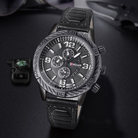 Jam Tangan Pria Bergaya Quartz dengan Tali Kulit Tebal, Casing Paduan Besar, Desain Tiga Mata, Aksesori Bisnis Modis dan Dekoratif