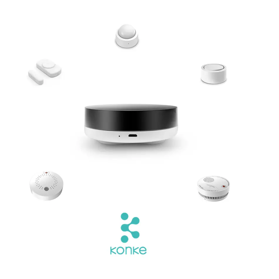 Konke Multifunctional Gateway Hub Temperature Humidity Sensor Human Body Sensor Wireless Switch Smart Home Kit for xiaomi phone