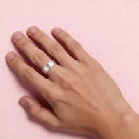 Unisex Minimalistische Vergoldete Edelstahl-Ringe 8mm 6mm Breit Matt Doppelt Abgeschrägt Paar-Schmuckringe Neu