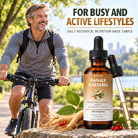 Extrait Liquide de Panax Ginseng OEM – Complément Énergisant à Base de Plantes – Gouttes de Ginseng Liquide avec Ashwagandha et Vitamine B12