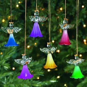 Горячая Распродажа ручной выдувной стеклянный ручной ангел любовь набор украшений из 6 рождественских украшений