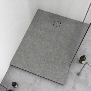 Receveur de douche antidérapant en granit noir OEM moderne 120x90x5 cm avec couvercle de drain en pierre, matériau SMC marbre, installation facile pour salle de bain - Product Image 1