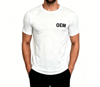T-shirt de sport pour homme en coton Spandex OEM 180 GSM, coupe longue, ourlet incurvé, col rond, extensible dans les 4 sens, séchage rapide, teinture unie, vente en gros