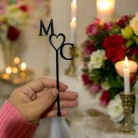 Agitateurs à cocktails personnalisés noirs pour fêtes et mariages, avec initiales, pour décorations de boissons