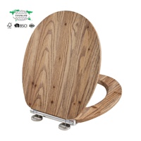 Couvre-siège de toilette en bois massif de sapin chinois aromatique de 18 pouces, fixation supérieure en alliage de zinc, dégagement rapide, fermeture douce avec grain de bois naturel