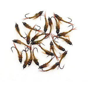 Nymphes de mouches à tête de perle <span class=keywords><strong>en</strong></span> laiton, <span class=keywords><strong>fil</strong></span> de cuivre, coulant rapidement, réaliste, nymphes humides pour la pêche à la truite, leurres, appâts - Product Image 1