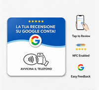 Plaque NFC étanche en PVC italienne pour avis clients, autocollant personnalisé Google Review, étiquette NFC pour comptoir de magasin et vitrine