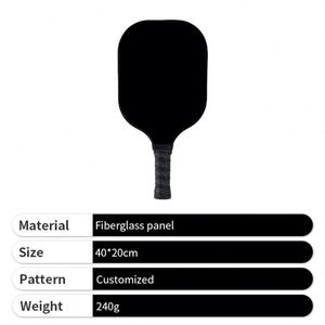 Raquette de pickleball en fibre de verre, couleur noire, portable, manche long, pour les sports de plein air - Product Image 4