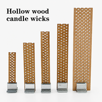 Mèche de bougie en bois à design creux, 100% bois naturel, accessoires de fabrication de bougies parfumées à la cire de soja DIY, mèche de bougie avec base