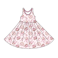Robe d'été décontractée sans manches en bambou biologique pour bébé fille, robe d'été pour enfants, vêtements une pièce, robe tourbillonnante pour enfants