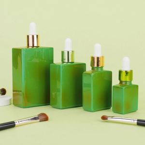 Customized 125ml Lab Glass <b>Bottles</b> Hot Stamping Screw Cap Green Oil <b>Blending</b> Sub-Packaging Square Shape Dark Square Supply - Product Image 3