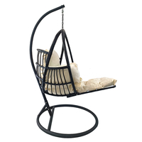 Fauteuil suspendu en forme de cocon d'œuf, support en métal, patio, rotin tressé, avec accoudoirs, meubles d'extérieur