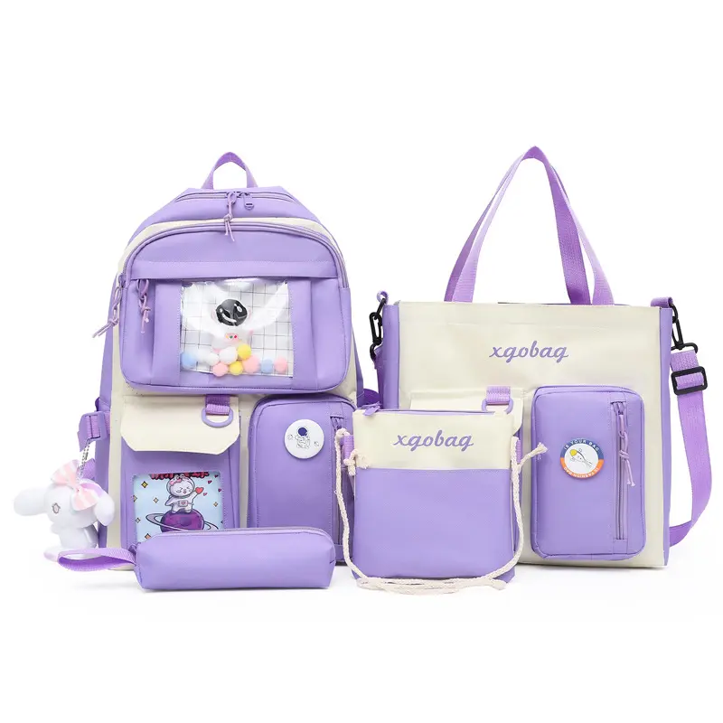 OEM Custom Multi Color Small Women Girls Teenager Primary School Kids Children Laptop Backpack Bag Set for Students