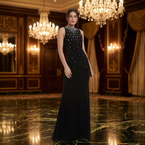 Robe de soirée élégante à fleurs, ligne A, avec paillettes perlées, longue robe de bal, à une manche, pour femmes, pour événements formels - Product Image 5