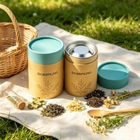 Boîte cylindrique en carton de qualité alimentaire personnalisée de luxe pour l'emballage du thé, tube écologique en papier kraft pour le thé vert
