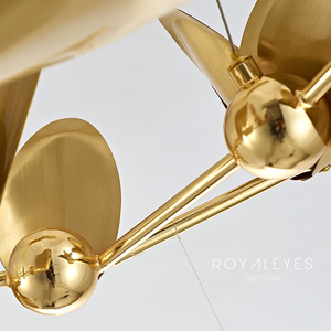 Американский простой новый дизайн, золотистые медные листья, подвесной светильник, декоративная люстра, современная люстра для гостиной - Product Image 4