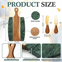 Groene Acacia Houten Marmeren Rechthoekige Snijplank Charcuterieplank Cadeauset Schaakbord Design - Huiswarmingcadeau voor een nieuw huis