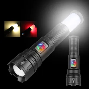 10000lumen 30W led 18650 light stick IPX4 1500m zoomable type-c cob Outdoor camping tactical flashlight rechargeable led light
