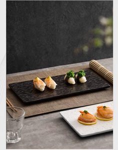 Piatto rettangolare in ceramica per Sushi negozio al dettaglio con piatto piatto di porcellana Color nero opaco piatto da portata Japandi Assiette - Product Image 3
