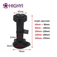 HIGHYI pieds de lit niveleur produits matériels pieds de canapé en plastique pour meubles pieds de nivellement robustes pieds d'armoire réglables
