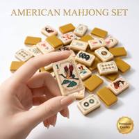 Ensemble de Mahjong de Luxe Personnalisé Style Américain en Gros, 160 Tuiles en Acrylique Imprimées de Dessins Animés pour le Jeu de Mahjong Juif