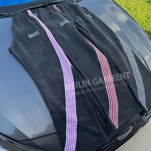 Manufacturers Custom 100% Cotton Acid Wash Sweat Pants Oversized Stripe Baggy <b>Trouser</b> Flared Sweat Pants - Product Image 6