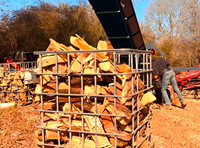 Fendeuse de bois robuste à double essieu, 27 CV, à essence, avec pompe à moteur et convoyeur pliable