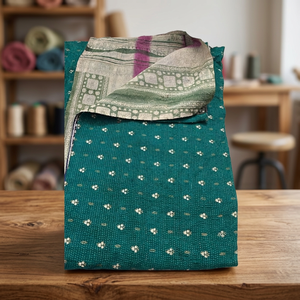 MAYURI CREATIONS Colcha Kantha Reversible Hecha a Mano, Colcha de Algodón Floral Vintage, 30 Hilos, 100TC, Lavable, Decoración Bohemia para el Hogar - Product Image 3