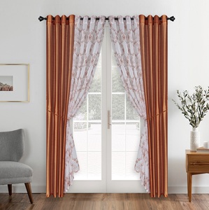 Rideau de fenêtre de 84 pouces, ensemble de 6 rideaux de fenêtre - Rideaux superposés brodés et unis, à double couche, pour une occultation totale de la lumière - Product Image 5