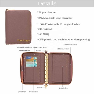 Hongbo Best Seller 24-Color A7 Pebble cuero Zippy presupuesto carpeta cartera personalizada Oficina/escuela Fly Leaf pulsera anillo carpeta bolsa - Product Image 5