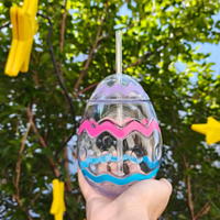 Gobelets en plastique PET de 550 ml en forme de dessin animé, style œuf de Pâques de Noël, gobelet de jardin avec paille
