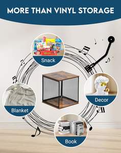 Visualize Boîte de rangement d'album <span class=keywords><strong>Cube</strong></span> Organisateur en bois Caisse 2 ensembles de porte-disques Étagère Meubles de rangement pour disques en vinyle - Product Image 4