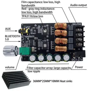 YC ZK-1002L Mini 2.0 stereo Bluetooth 5.0 digital amplifier module 100W * 2 with knob