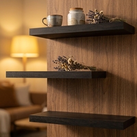 Étagère murale flottante à double niveau en bois et métal, idéale pour les chambres, les salons et les salles de bain – Meilleure vente