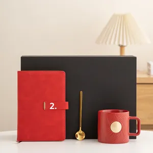 <b>Creative</b> Eco-Friendly Business Mug Notebook <b>Gift</b> Set with White Porcelain Bronze Finish Embossed Logo Engraving Advertising - Product Image 3