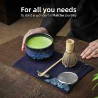 Ensemble de fouets à matcha japonais traditionnels, bol en céramique et porcelaine, fouet en bambou, design Japandi écologique, 7 pièces