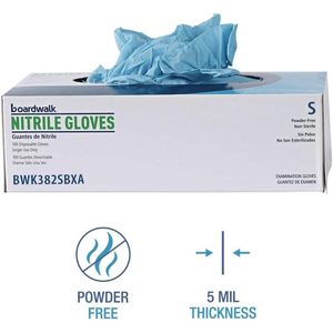Guantes de Examen de Nitrilo Azules Pequeños Boardwalk, Sin Polvo, 5 Mil de Grosor, 9.5 Pulgadas de Largo, 100/Caja, Guantes de Seguridad Desechables - Product Image 6
