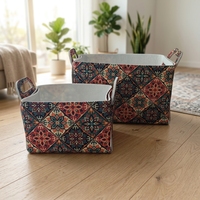 Panier de rangement en feutre pliable et portable, imprimé floral vintage, durable et de qualité supérieure, pour bureau, articles divers, jouets et cosmétiques