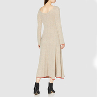 Fabricants de tricots personnalisés automne hiver col rond manches longues lâche tricot côtelé dames robe pull