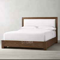 Sigma Simply Design Meuble de chambre à coucher d'aspect antique Cadre en bois taille King Queen avec lits en tissu