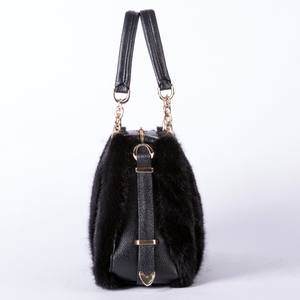 Borsa 100% di lusso di marca in vera pelliccia di visone per donne alla moda <span class=keywords><strong>borse</strong></span> a tracolla in pelliccia di visone nera - Product Image 4