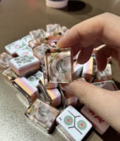 Nouvel ensemble de Mahjong américain 2026 pliable, écologique, durable et résistant à l'eau, en tuiles acryliques, motif floral moderne