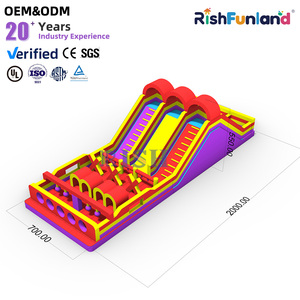 Castillo Inflable Comercial con Pista de Obstáculos de Doble Carril, Tobogán Inflable, Equipo de Entretenimiento Grande para Exteriores, Brincolín de PVC Resistente - Product Image 1