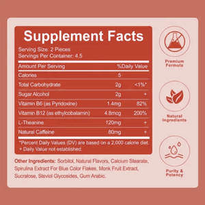 Suplemento de Vitaminas B OEM, Tabletas de Cafeína Natural con L-Teanina, Potenciador de Energía, Menta y Canela, Tabletas Refrescantes con Efecto Frío Intenso - Product Image 5