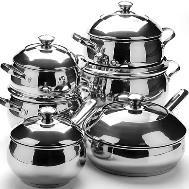 Grand Gourmet Cookware 110Pcs Cookware Set Pressure Cooker Stainless Dry Cookware Wooden Handles
