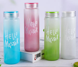 Botol Air Kaca Borosilikat Tinggi 400ML untuk Pasangan, Motif Huruf Hello Master, Warna Gradasi Berwarna-warni, Model Frosted, Cocok untuk Perjalanan - Product Image 4