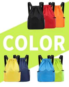 กระเป๋ายิมขนาดใหญ่สำหรับทุกเพศกระเป๋าเป้สะพายหลังแบบผูกเชือกออกแบบได้เองสไตล์หรูหราพร้อมโลโก้แบบพกพากันน้ำโพลีเอสเตอร์โปรโมชั่นจากโรงงาน - Product Image 5